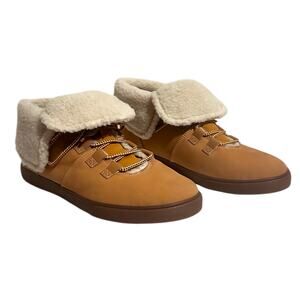NWOT Timberland Women's Camel Nubuck Leather Dausette Fleece Fold Down Boot 10